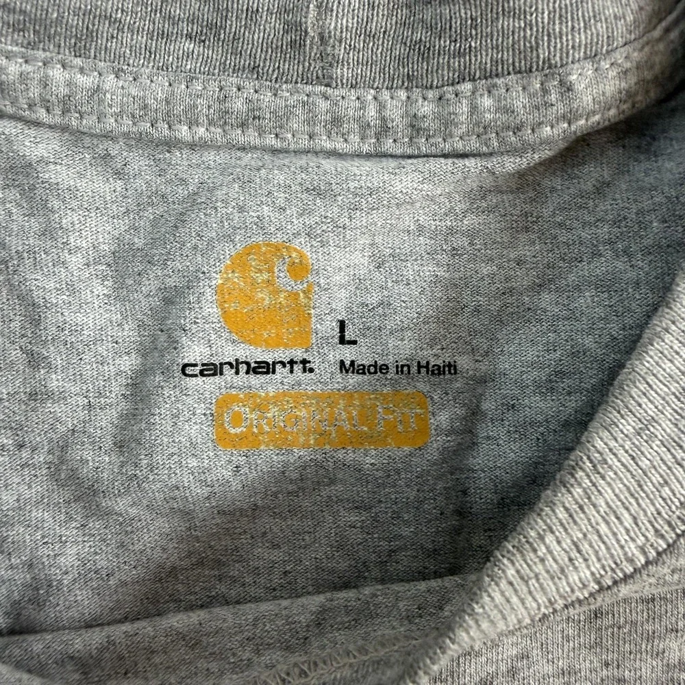 Carhartt Logo Shirt Mens Large Gray Long Sleeve Workwear Tee T-Shirt Casual